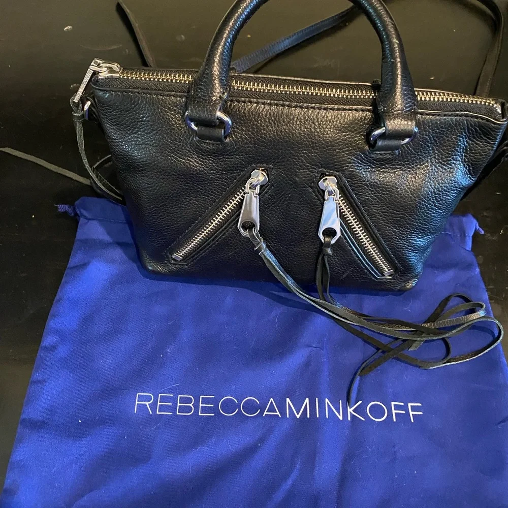 REBECCA MINKOFF NWT MOTORCYCLE HANDBAG/CROSSBODY  LEATHER BLACK